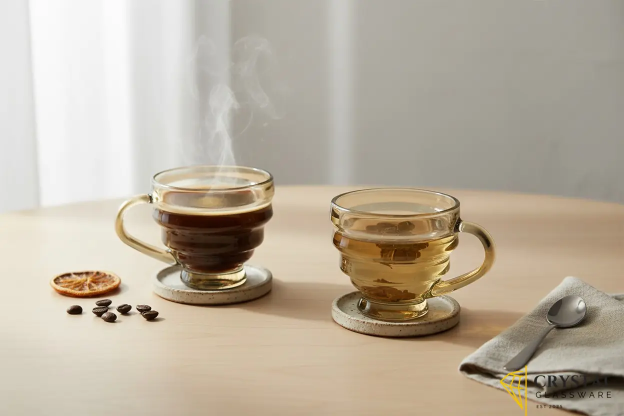 Elegant Bronze Brown Delisoga Glass Cup Set 6 Pcs Premium Heat-Resistant Tea & Coffee Cups 